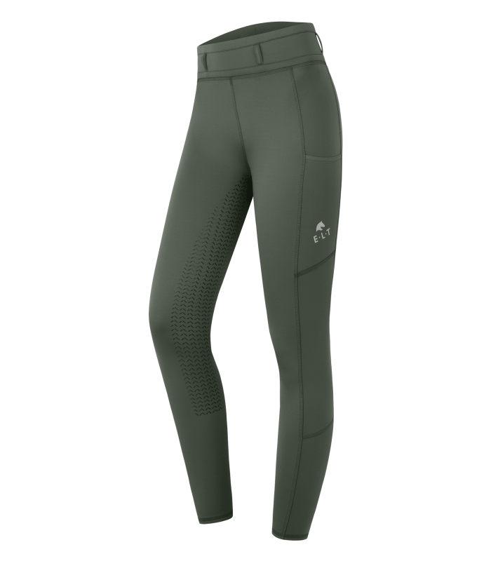 E.L.T Ella Ladies Riding Thermal Leggings #colour_dark-olive