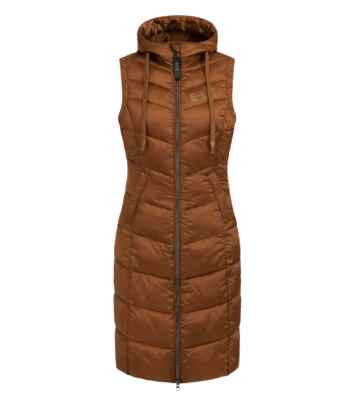 E.L.T Ostende Ladies Lightweight Long Gilet #colour_cinnamon