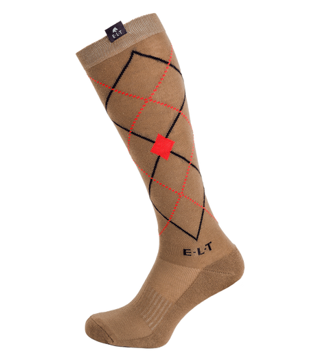 ELT Argyle Riding Socks #colour_cappuccino-fire-red