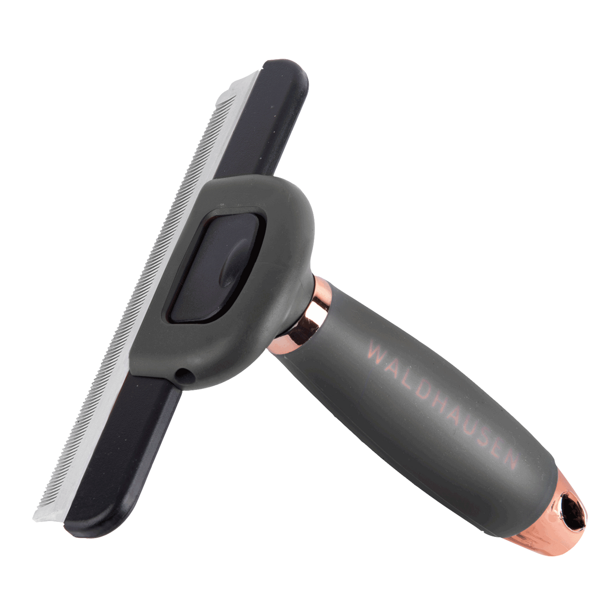 Waldhausen Deshedding Comb with Gel Handle, XL #colour_black-rose-gold