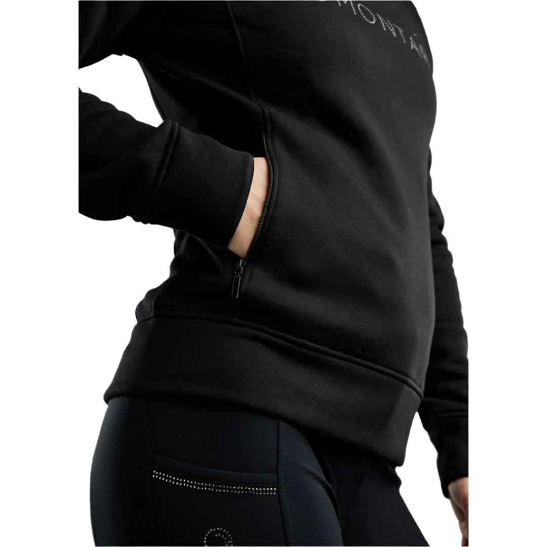 Montar MoNaja High Collar Sweatshirt with Gun Metal Crystal Logo #colour_black