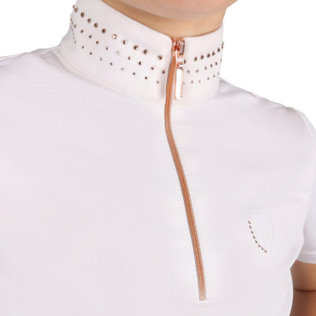 Hy Equestrian Children's Roka Royal Show Shirt #colour_white-rose-gold