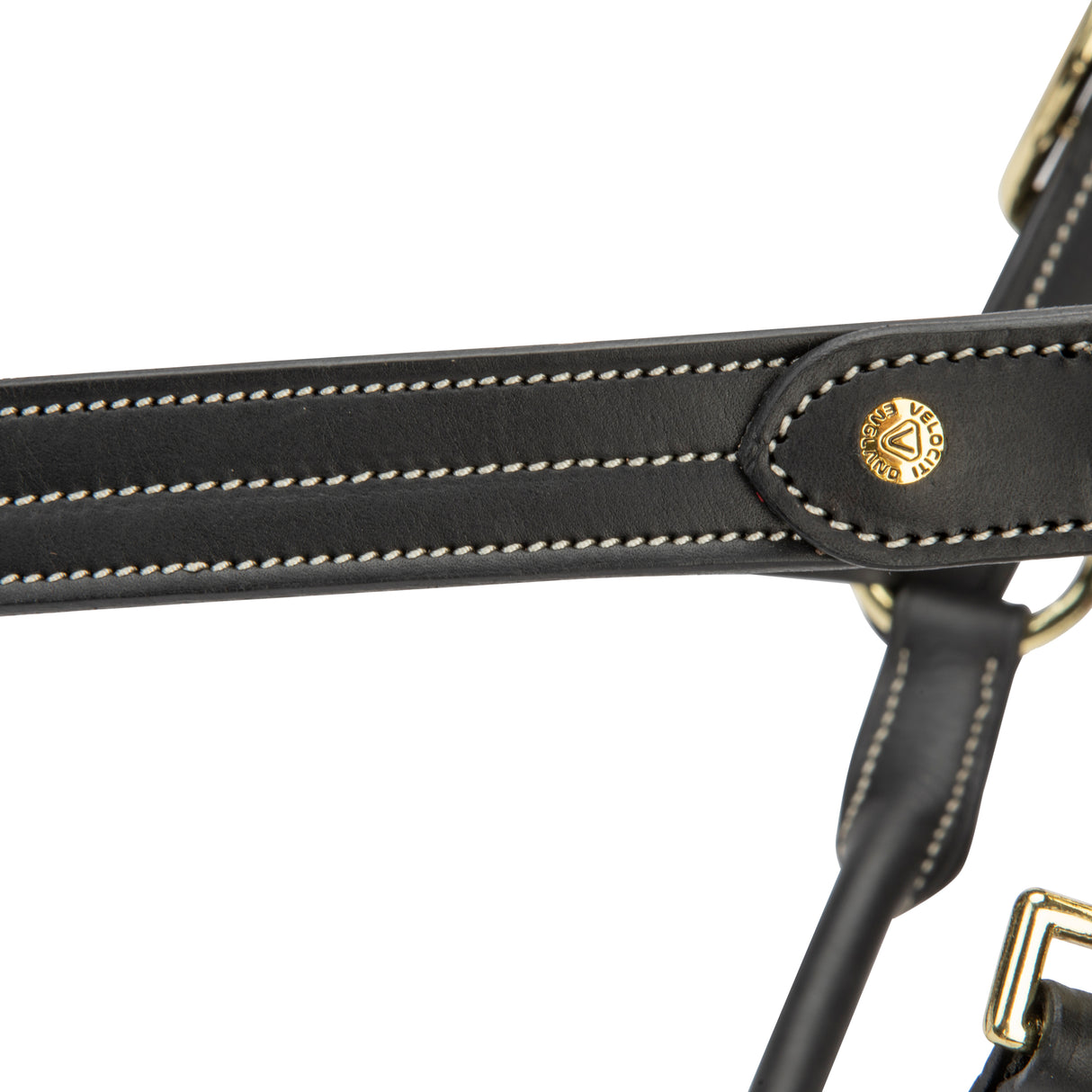 Shires Velociti Lusso Girona Leather Headcollar #colour_black