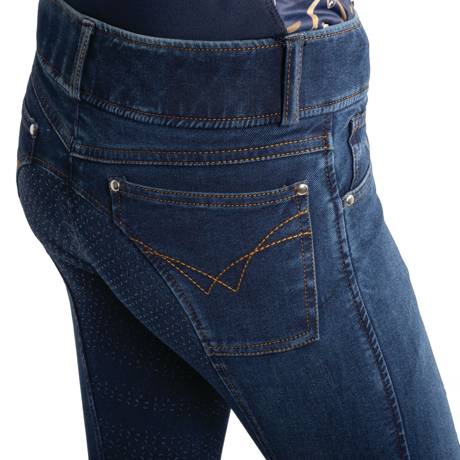 Hy Equestrian Elevate Mizs Style Denim Breeches #colour_dark-blue