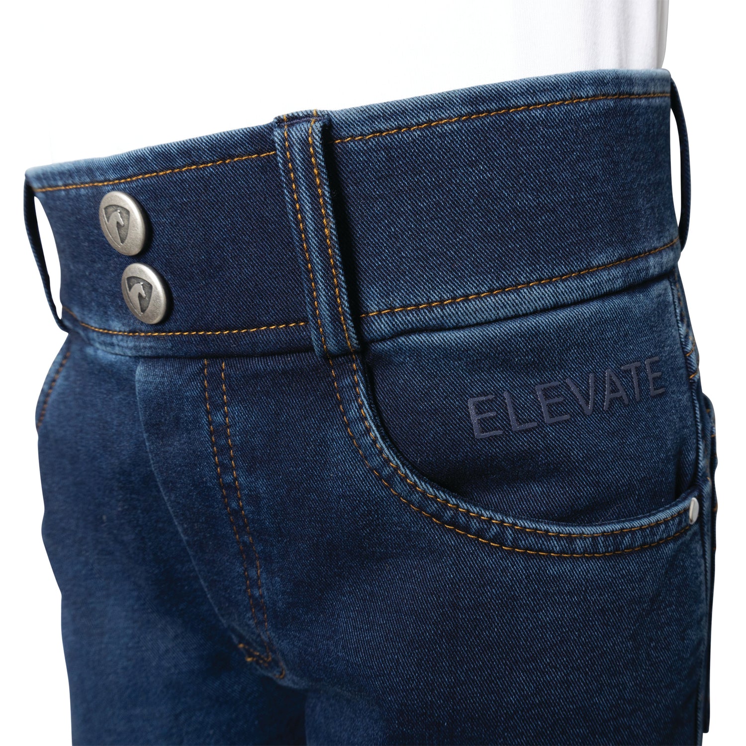 Hy Equestrian Elevate Mizs Style Denim Breeches #colour_dark-blue