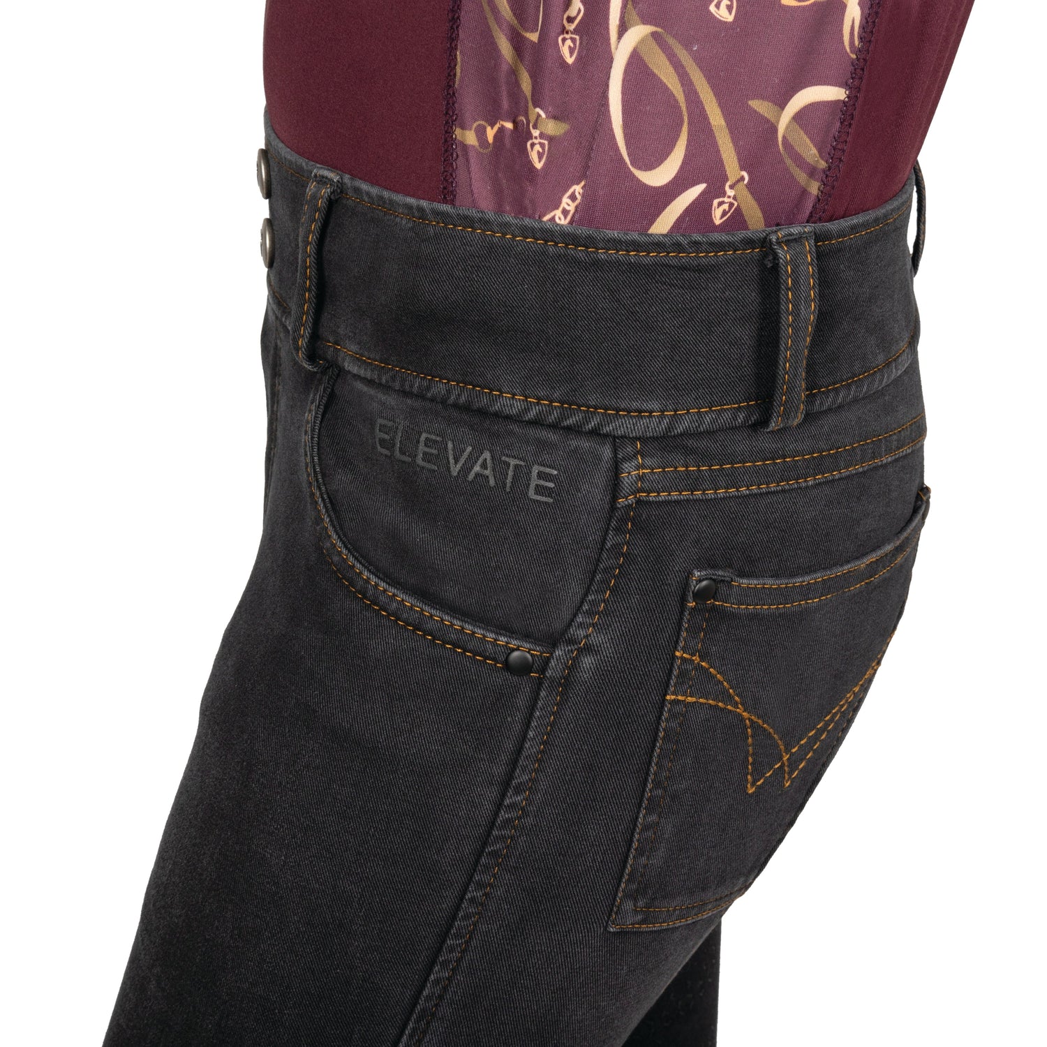Hy Equestrian Elevate Mizs Style Denim Breeches #colour_black