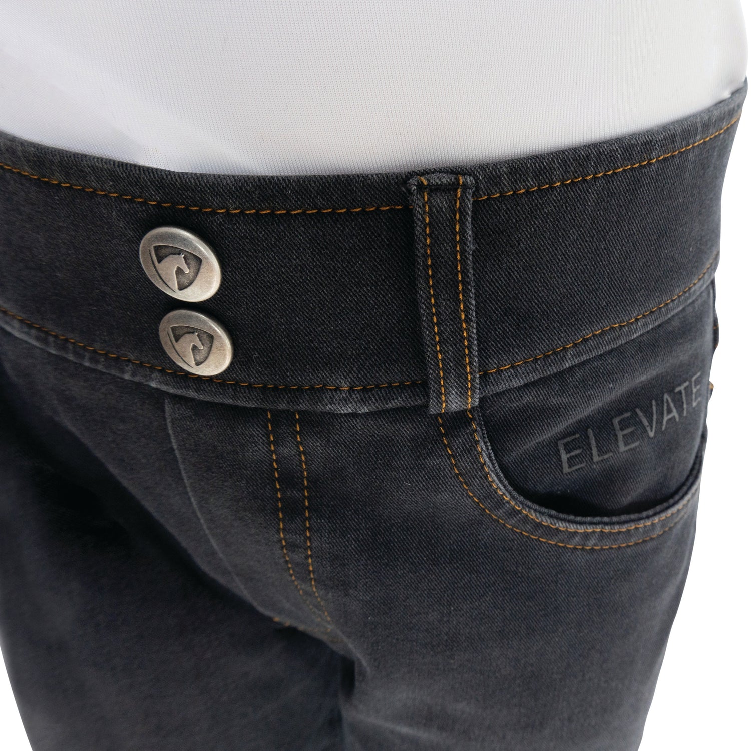 Hy Equestrian Elevate Mizs Style Denim Breeches #colour_black