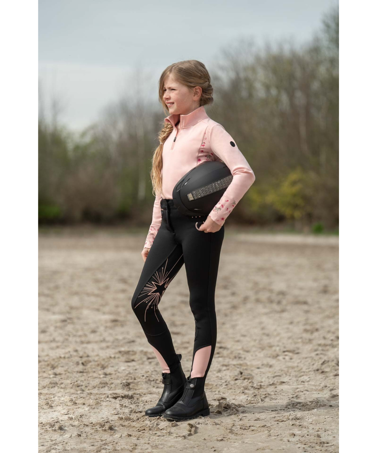 HKM Children's Silicone Full Seat Breeches -Polly- #colour_black