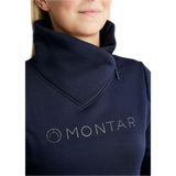 Montar MoNaja High Collar Sweatshirt with Gun Metal Crystal Logo #colour_navy