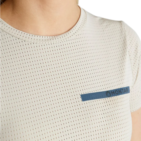 Montar MoStella Mesh Tee with Contrast Stated Logo Print #colour_light-silver-grey