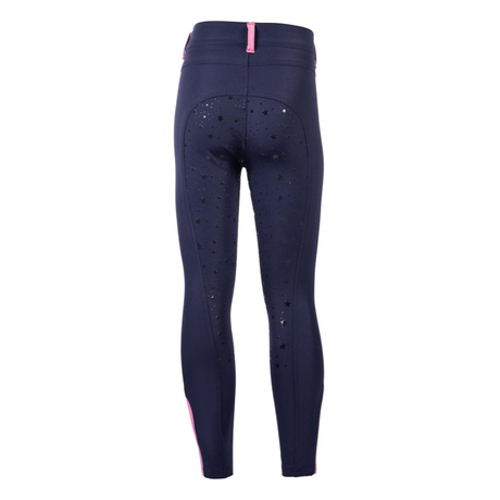 HKM Children's Silicone Full Seat Riding Tights -Pony Dream II- #colour_deep-blue