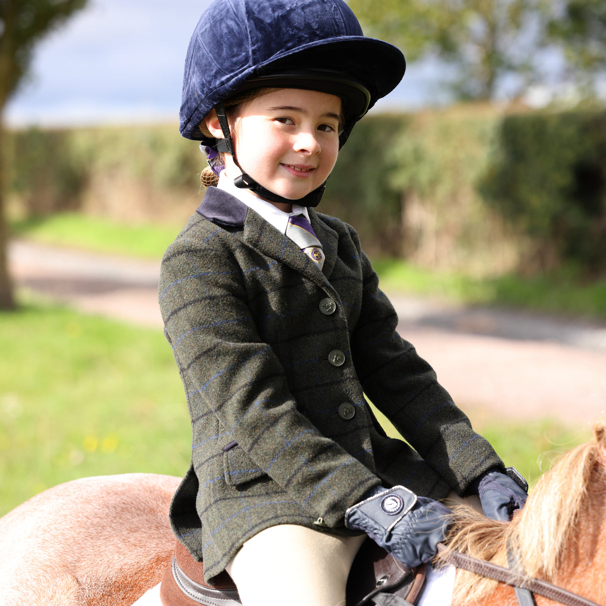 Shires Aubrion Saratoga Children's Jacket #colour_dark-green-check