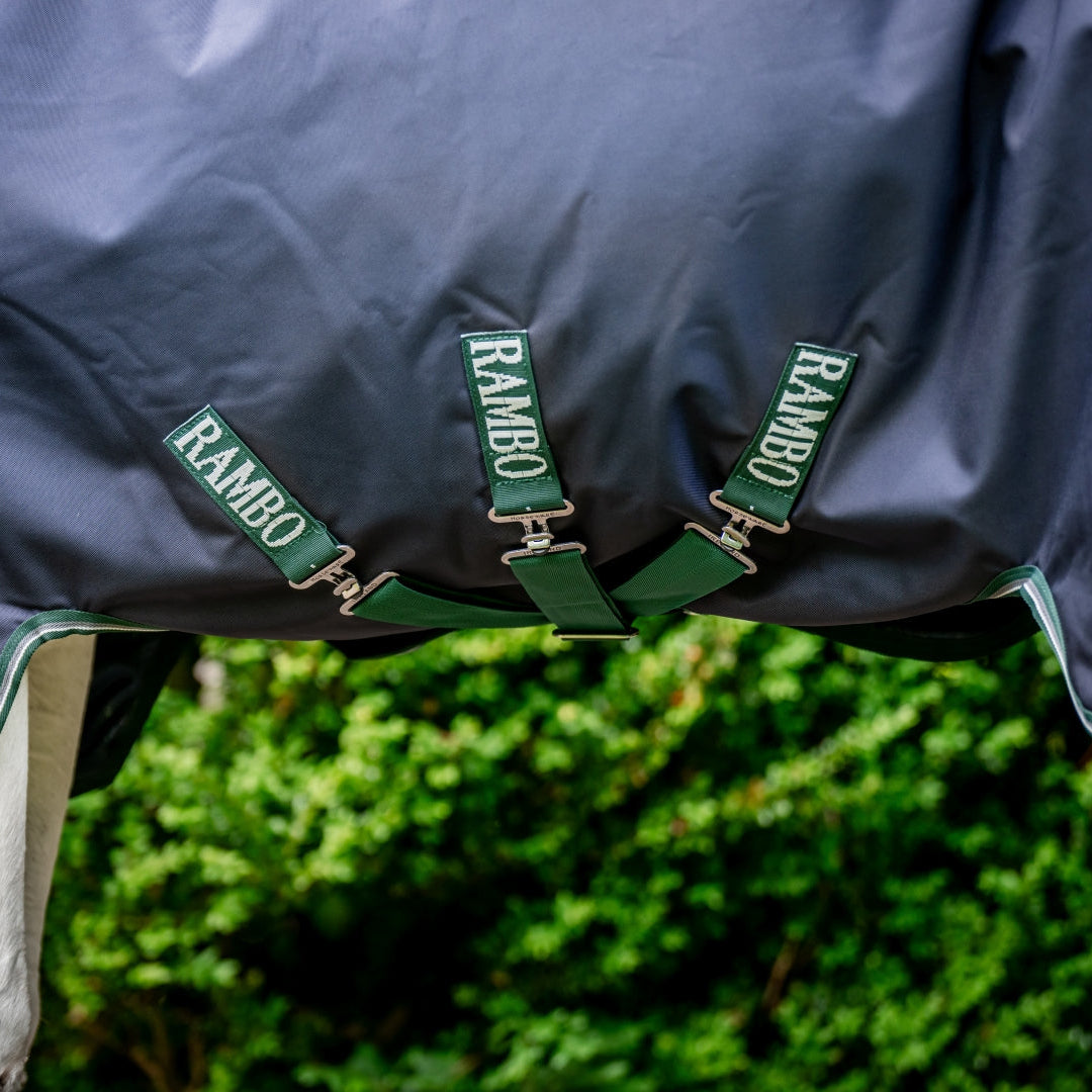 Horseware Ireland Rambo 1680D 0g Wug Turnout Rug #colour_navy-hunter-green-silver