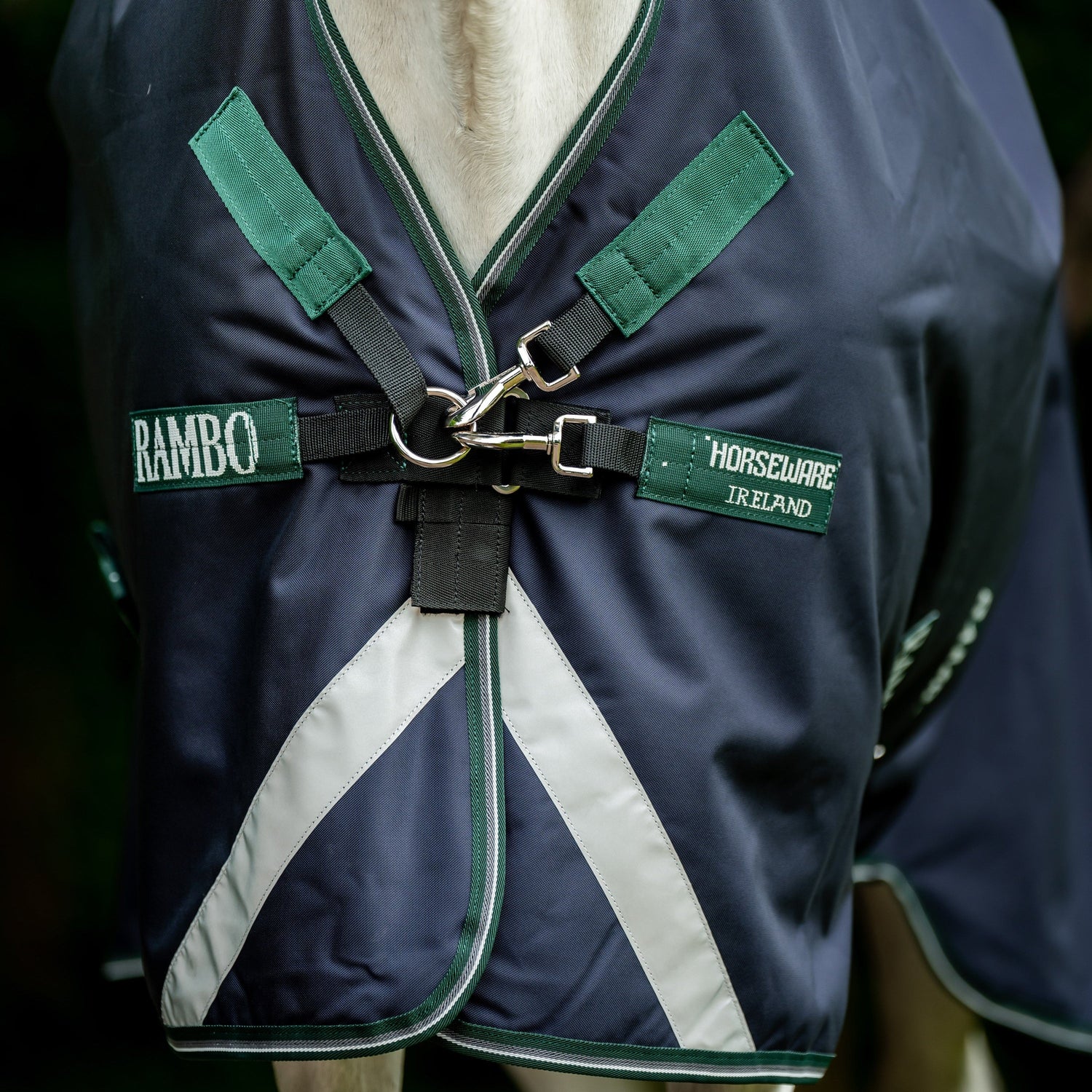 Horseware Ireland Rambo Wug Turnout Lite 50g #colour_navy-hunter-green-silver
