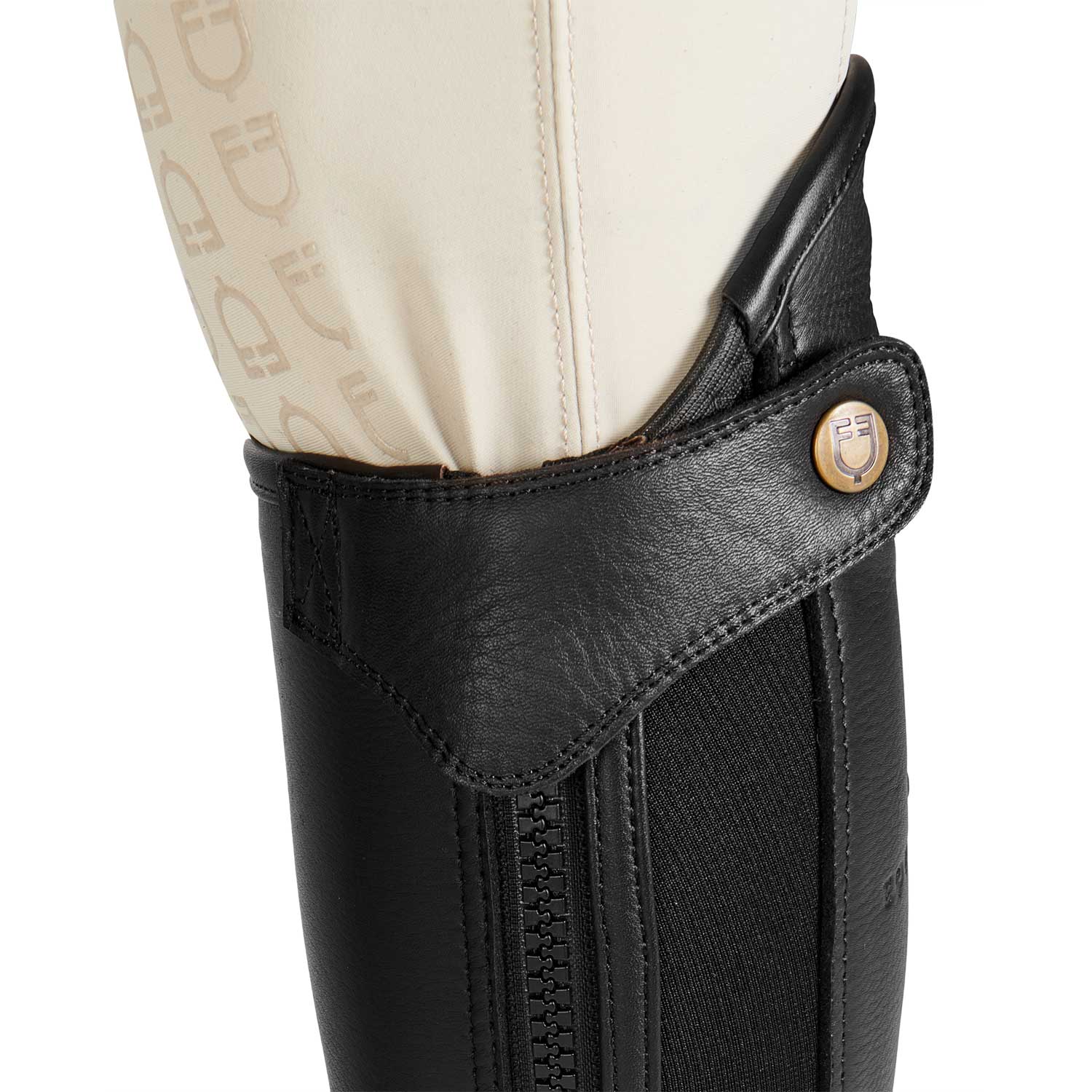 Equestro Unisex Gaiters Perforated Leather Maximum Comfort #colour_black