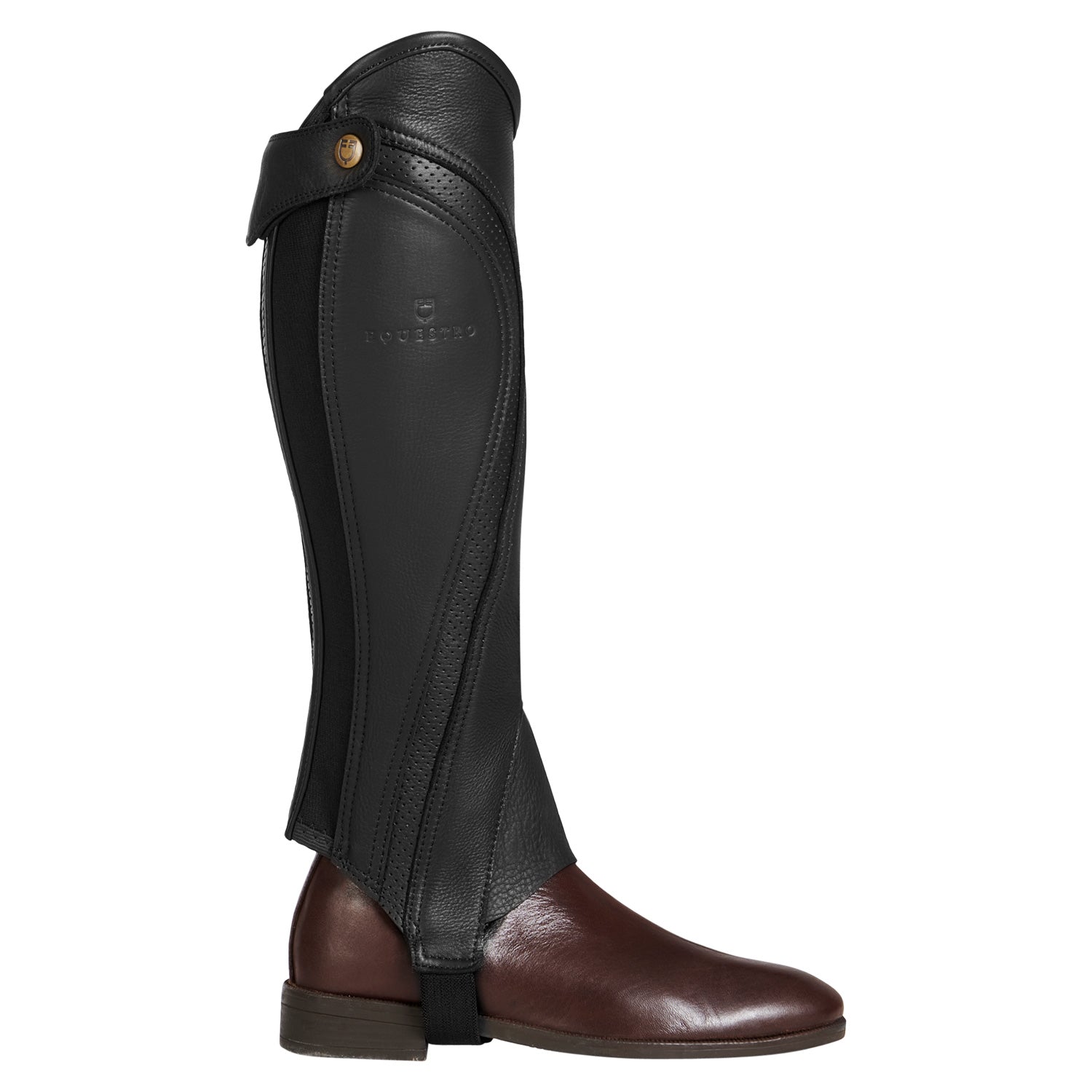 Equestro Unisex Gaiters Perforated Leather Maximum Comfort #colour_brown