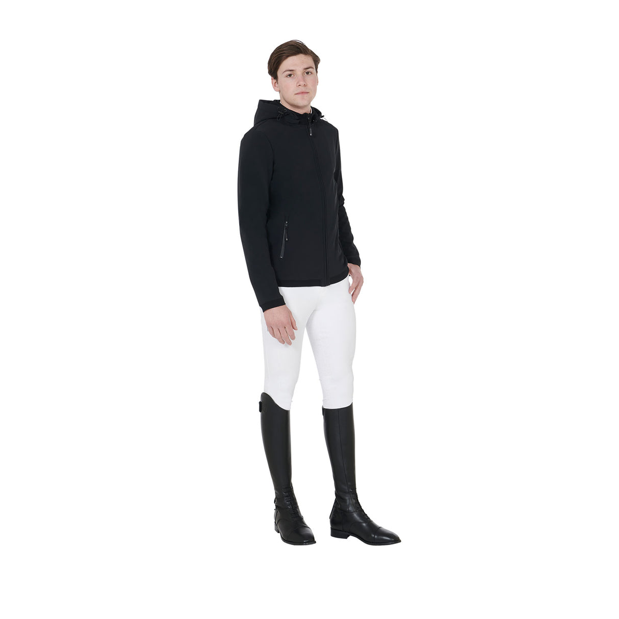 Equestro Men's Slim Fit Softshell Jacket With Internal Fleece #colour_black