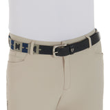 Leather belt with geometric pattern