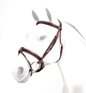 Equipe Rolled Browband Flash Bridle with Silver Fittings #colour_red-brown