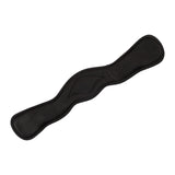 Shaped leather dressage girth with logo pin