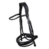 Anatomical leather dressage bridle with rhinestones