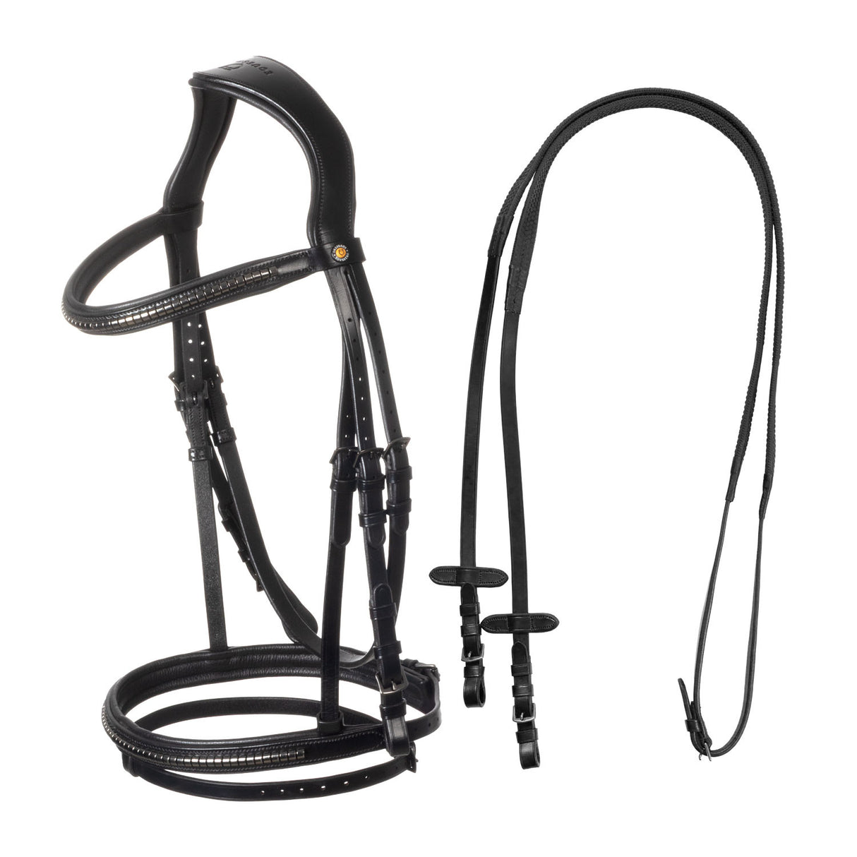 Leather bridle with black clincher