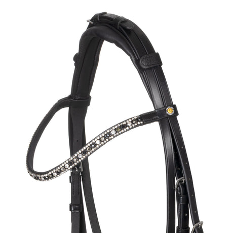 English leather bridle with rhinestone browband