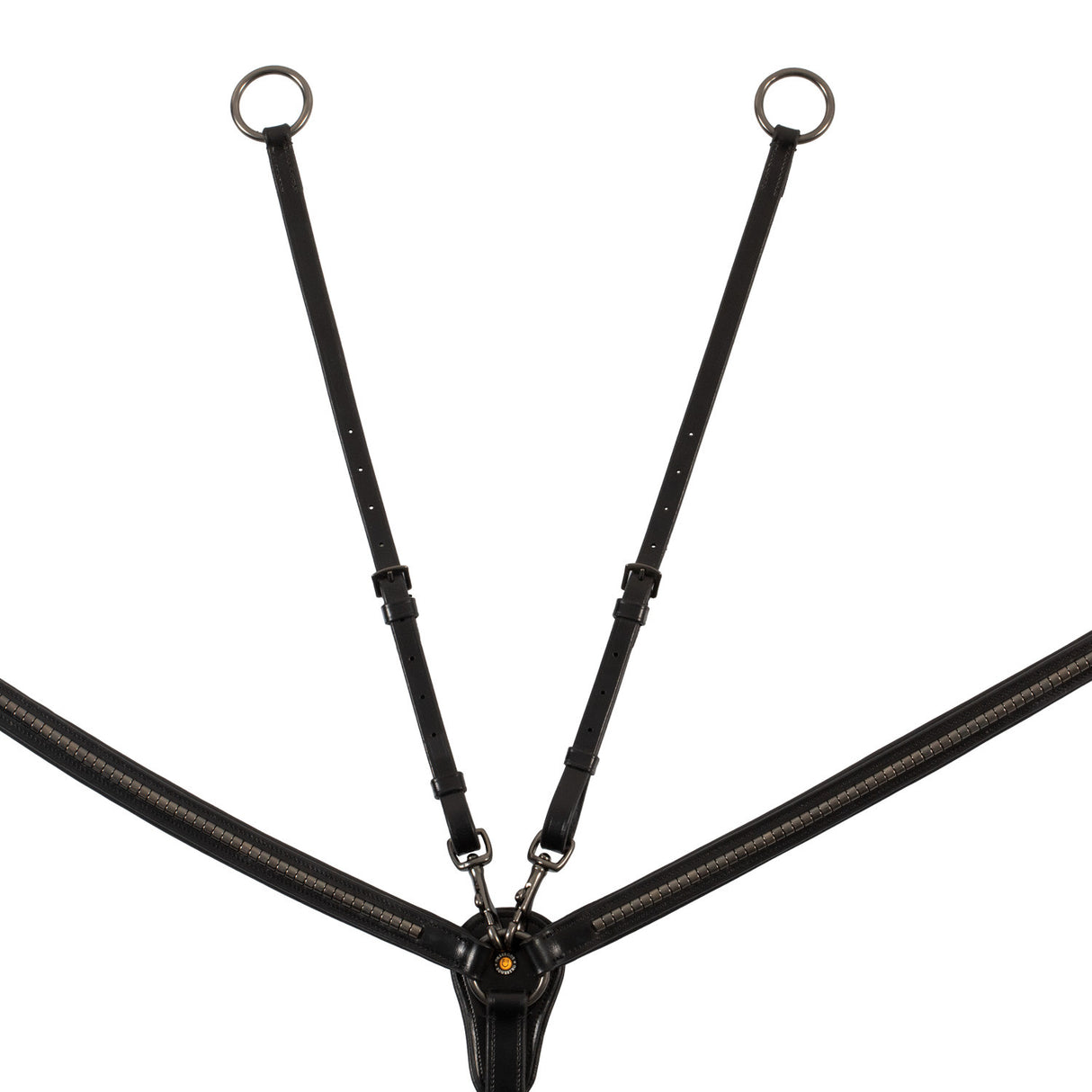 Tanned leather fork breastplate with black clincher