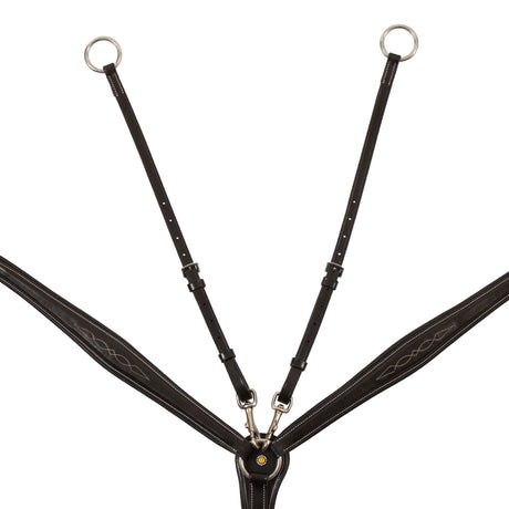 Tanned leather fork breastplate with embroideries