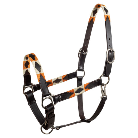 Equestro Leather Halter With Navajo Decorations #colour_brown