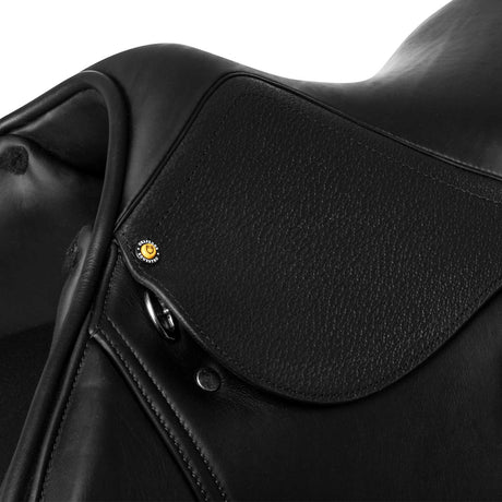 Equestro Earth Jumping Saddle In Double Leather With Embossed Logo #colour_black
