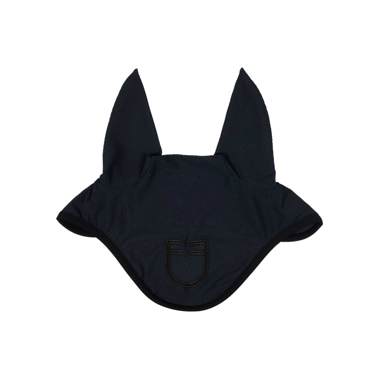 Perforated fabric fly veil with logo