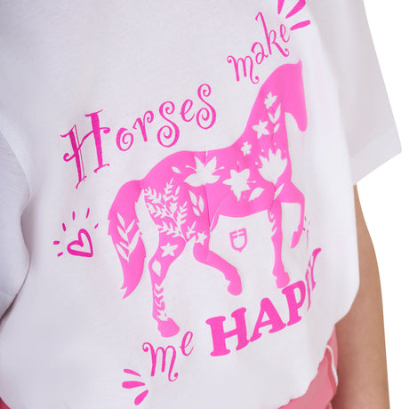 Girls' Horses Make Me Happy cotton T-shirt
