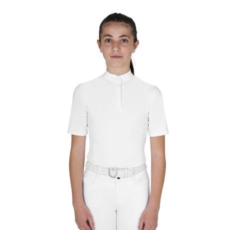 Girls' slim fit competition polo shirt with buttons