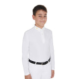Equestro Boy's Long-Sleeved Polo Shirt In Technical Fleece Fabric