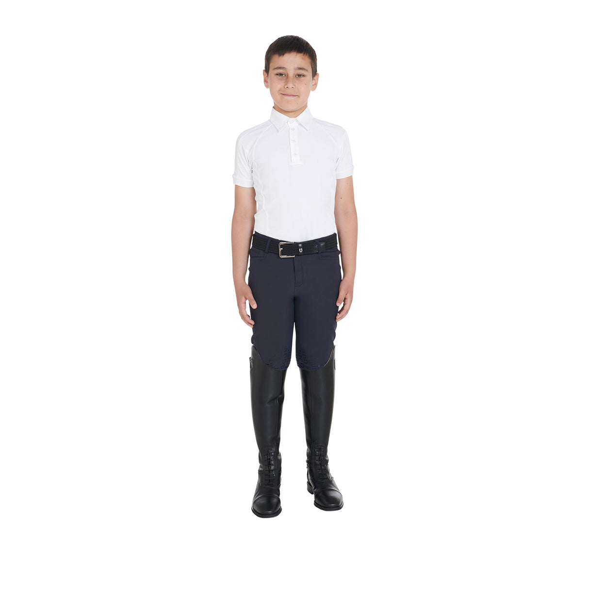 Equestro Boys' Slim Fit Competition Polo Shirt Four-Buttons