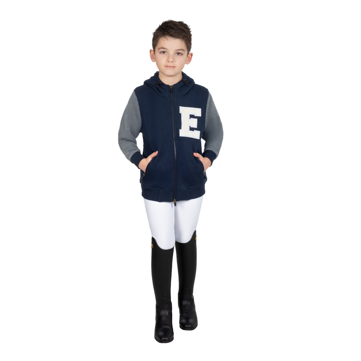 Boys' institutional two-tone hoodie with front zip