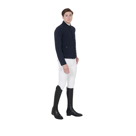 Equestro Men's Jacket In Perforated Technical Fabric #colour_blue