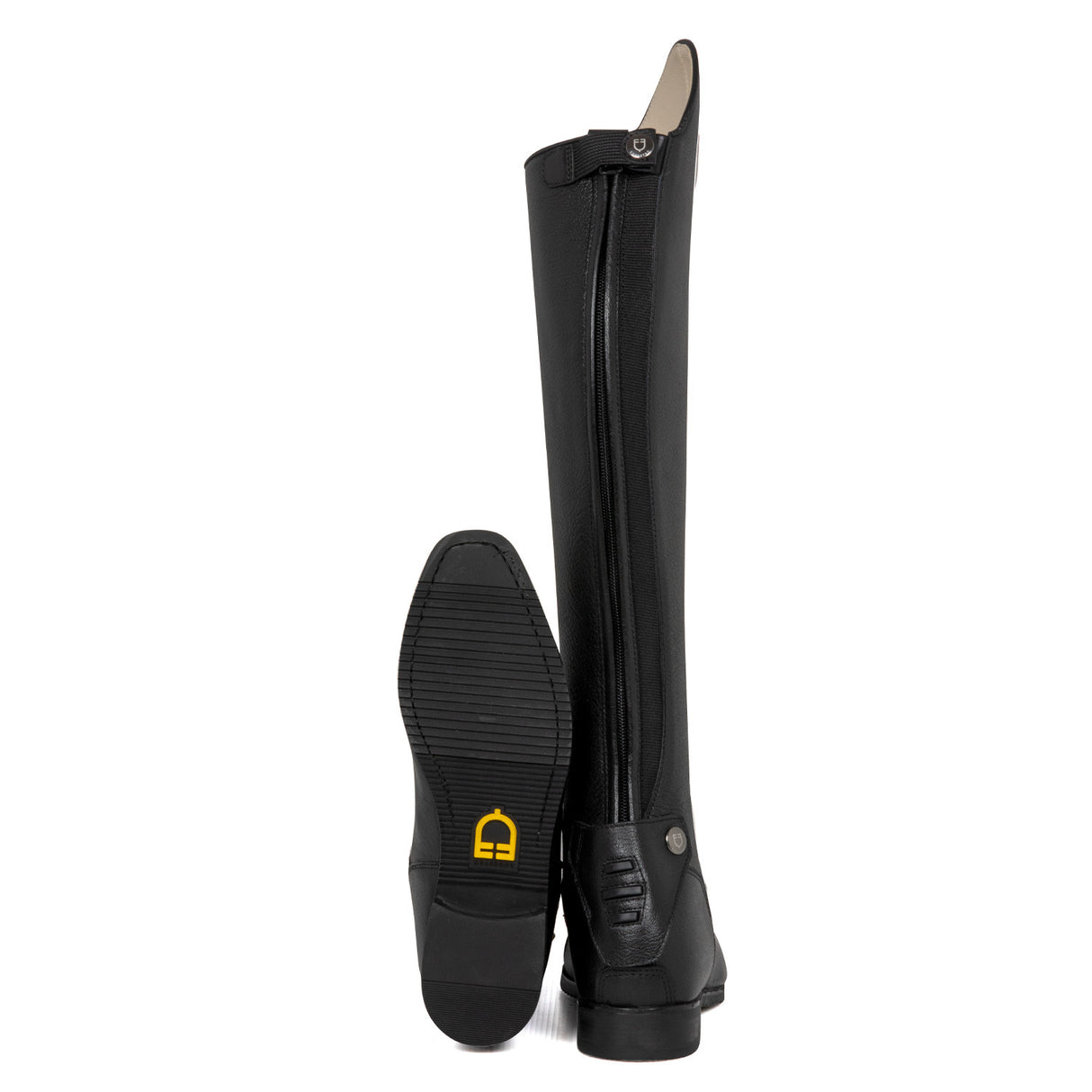 Unisex calfskin boots with rear zipper