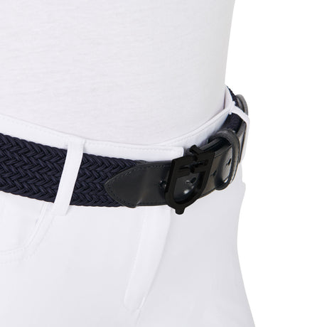 Elastic belt with black logoed buckle