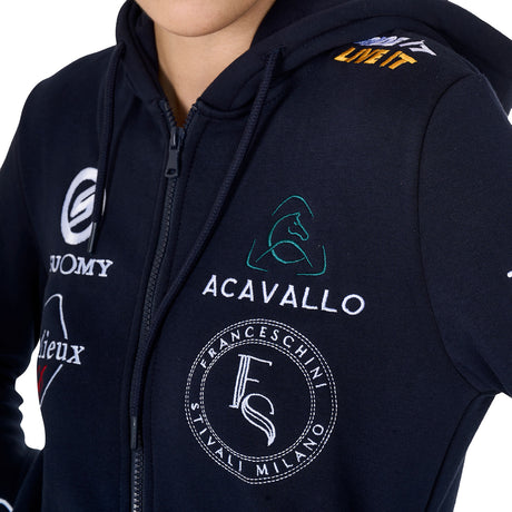 Equestro Women's 2024 Design Multi-Logo Hoodie #colour_blue