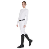 Women's long sleeved polo shirt in technical fleece fabric