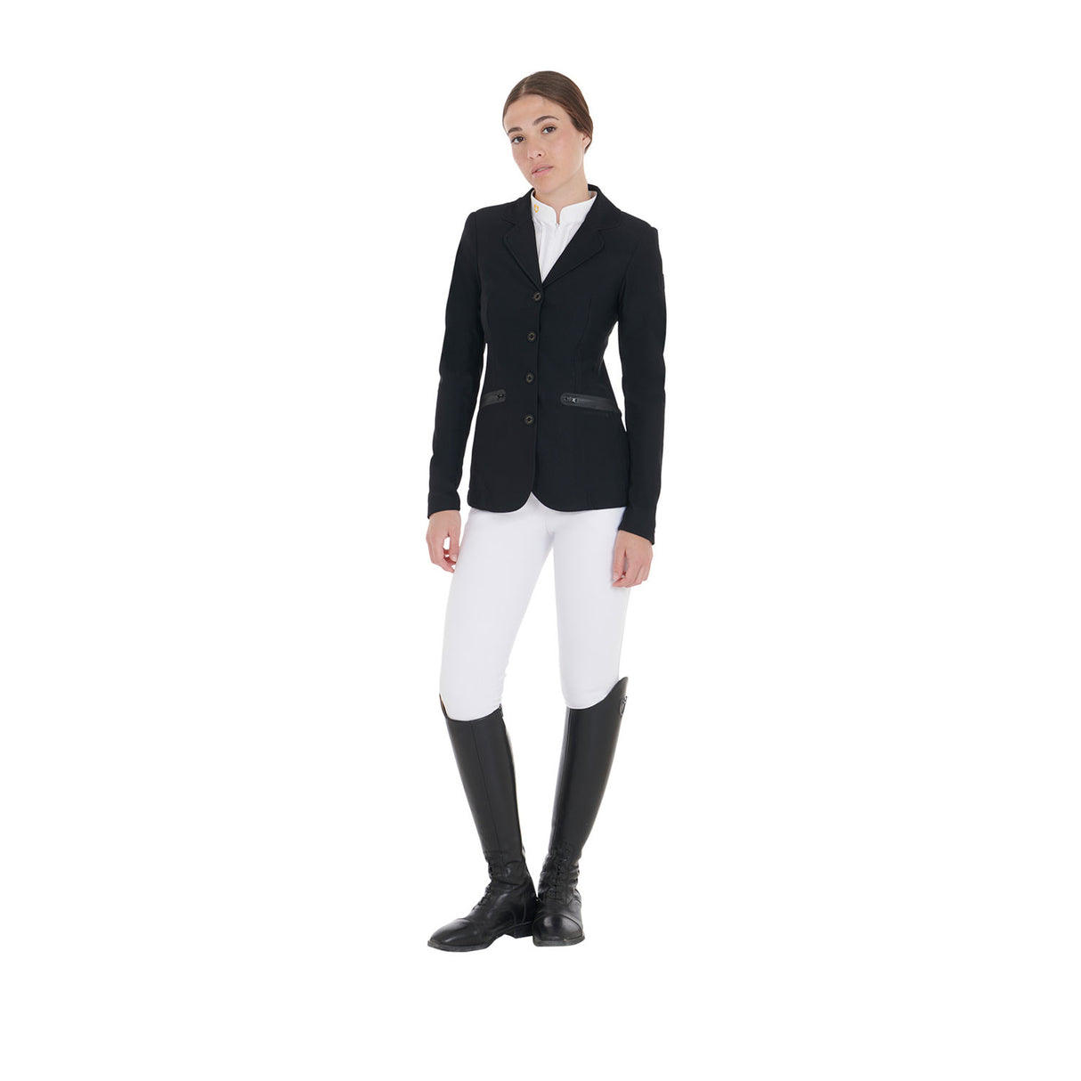 Women's competition jacket four buttons perforated fabric