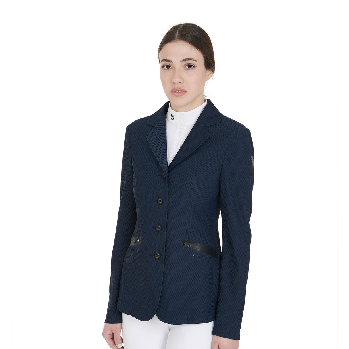 Women's competition jacket four buttons perforated fabric