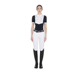 Women's slim fit pleated cotton polo shirt