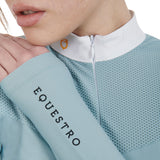 Equestro Women's Competition Polo Shirt In Technical And Mesh Fabric