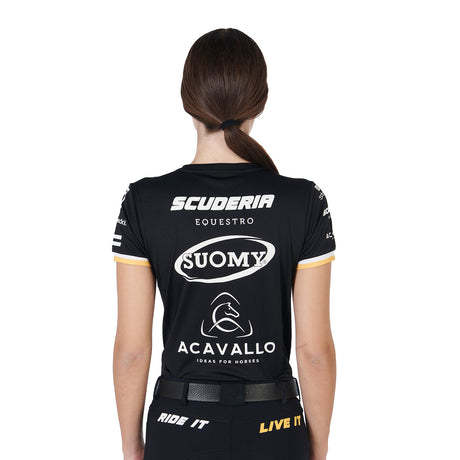 Equestro Women's Technical Fabric Multi Logo T-Shirt #colour_black