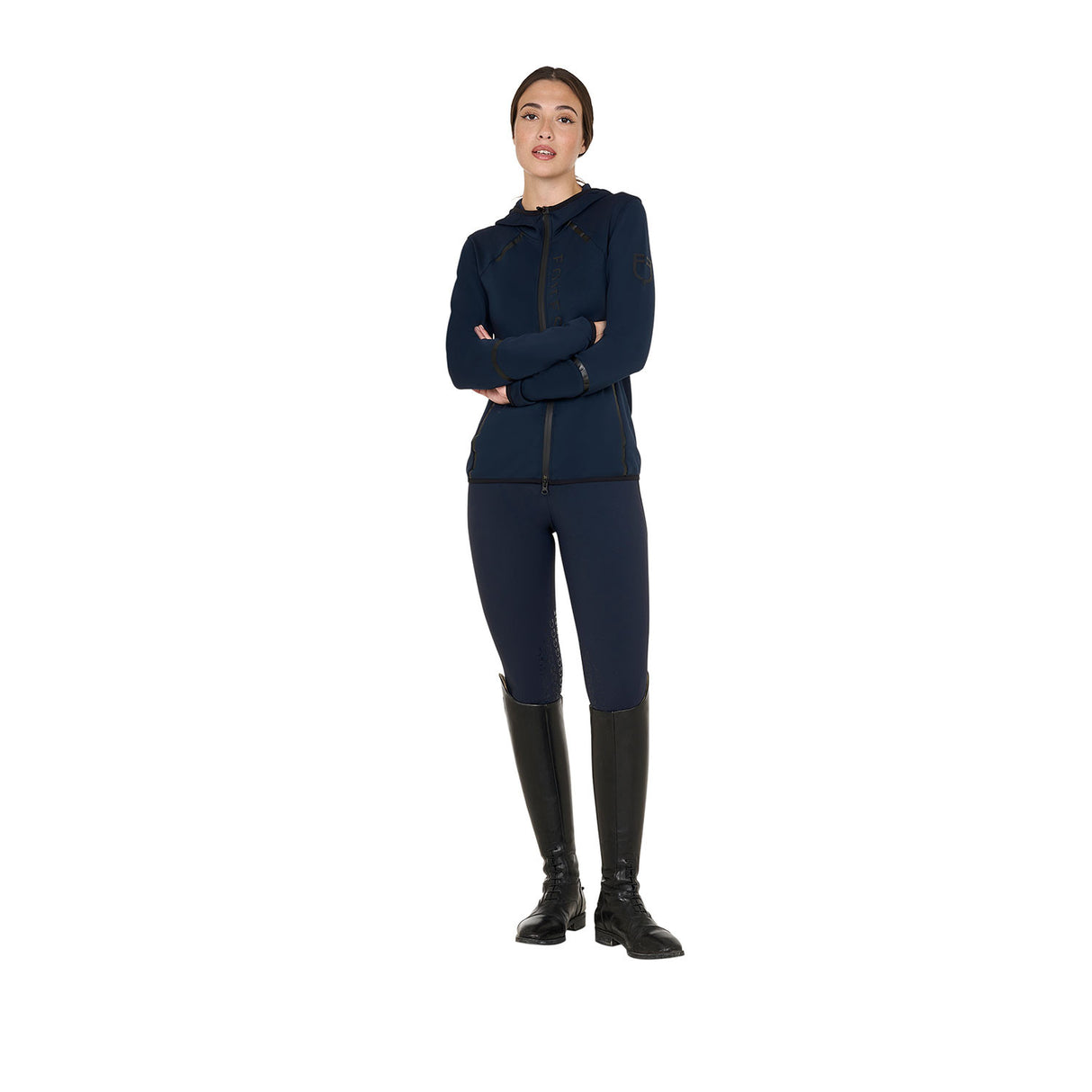 Women's technical sweatshirt in jersey with zip