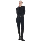 Equestro Women's Training Polo Shirt in Stretch Technical Fabric #colour_black