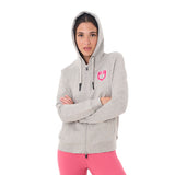 Equestro Women's Hoodie With Zip And Sponge Logo #colour_grey-fucsia